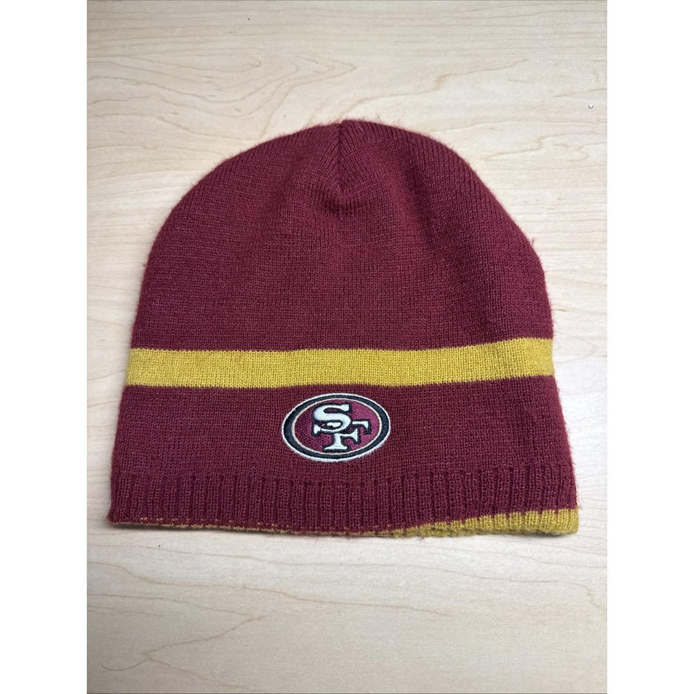 Vintage San Francisco 49ers Beanie Hat Cap Yellow Stripe Team NFL Football y2k